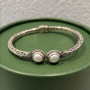 Sarda Sterling Silver and Pearl Bracelet, size 6.75”